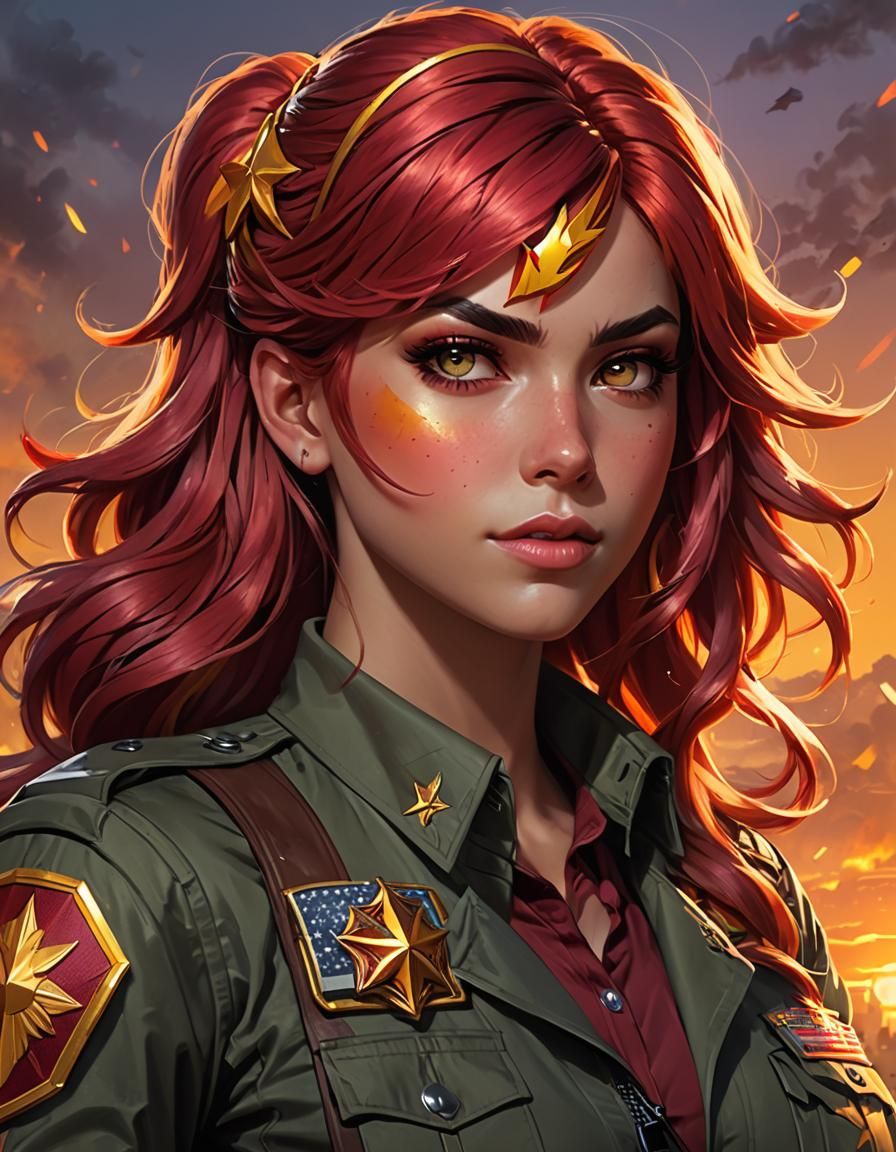 Sunset Shimmer Character Portrait in Modern Combat Gear