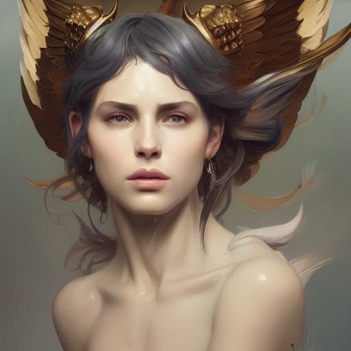 Dominion Rank Angel Portrait in Hyperdetailed Style