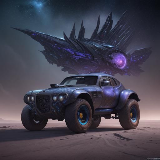 Fantastical Space Car in Detailed Matte Painting