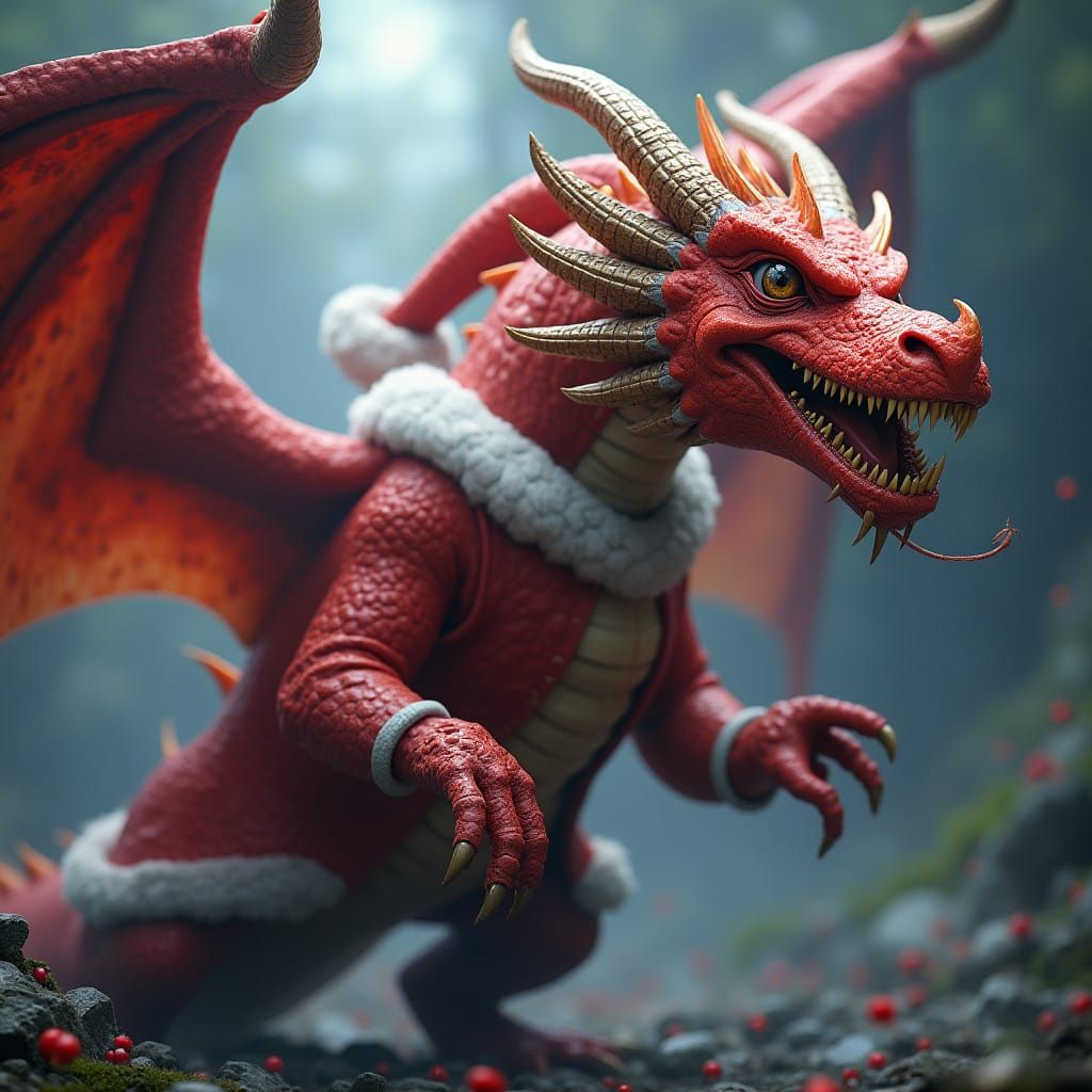 Magnificent Dragon in Elegant Holiday Attire