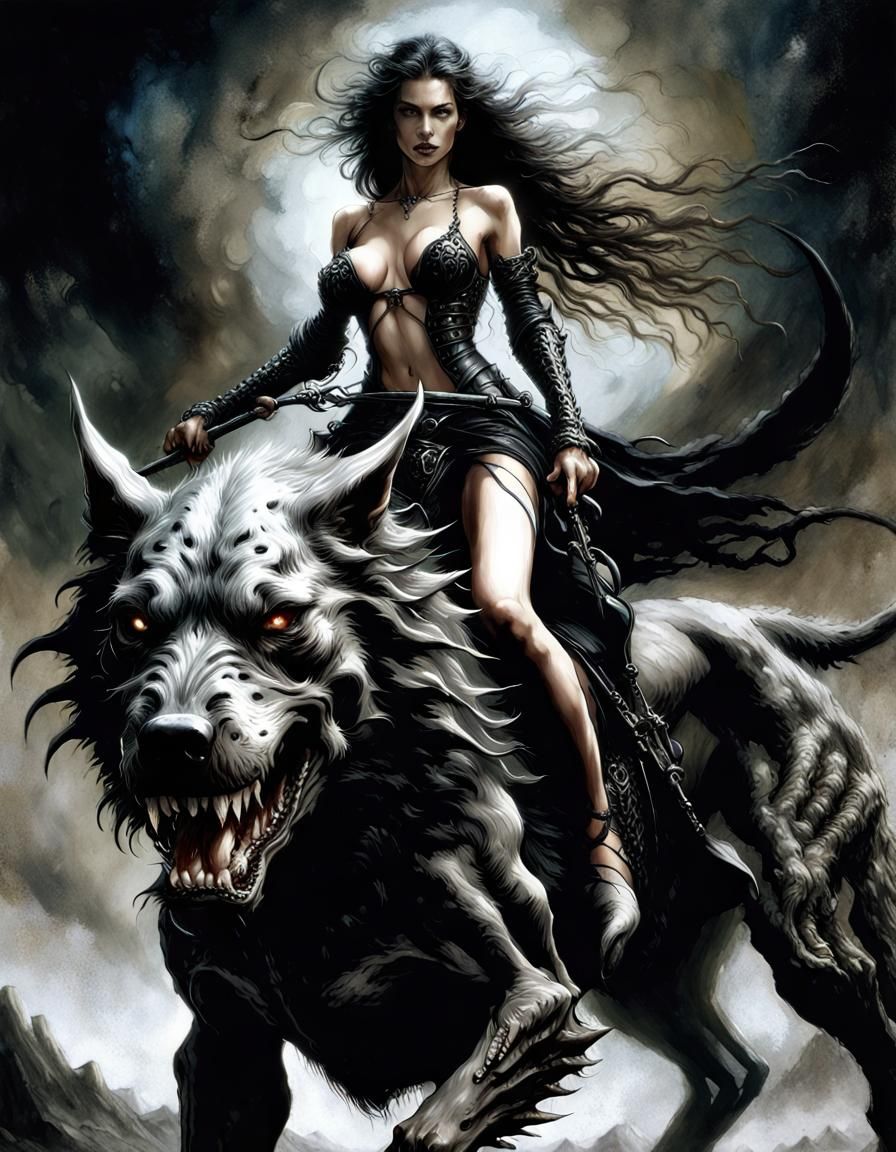 Female riding on a Hellhound