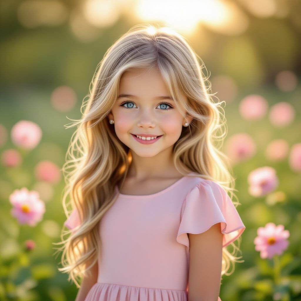 Young Girl Milana Khametova in Sunny Park