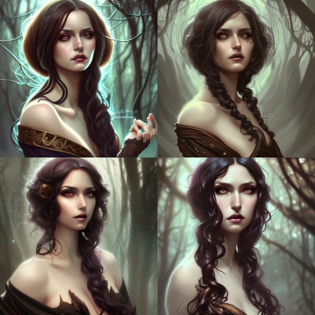 Renaissance Witch Woman Portrait in Ethereal Style
