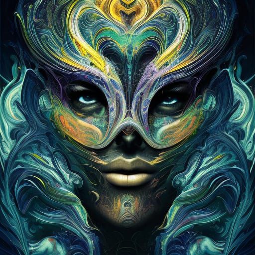 Intricate Dark Void Gouache Illustration