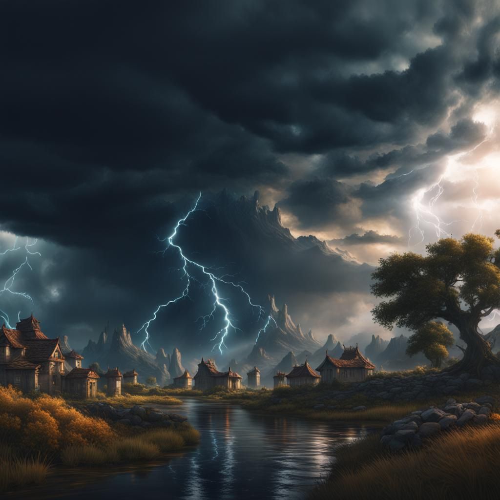 Dramatic Storm Concept Art in Deep Color