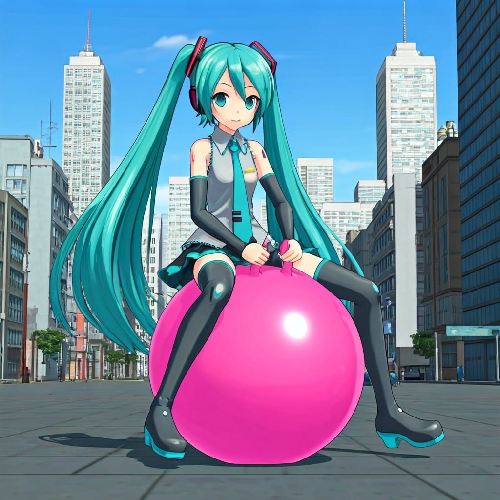 Hatsune Miku in Vibrant Cityscape