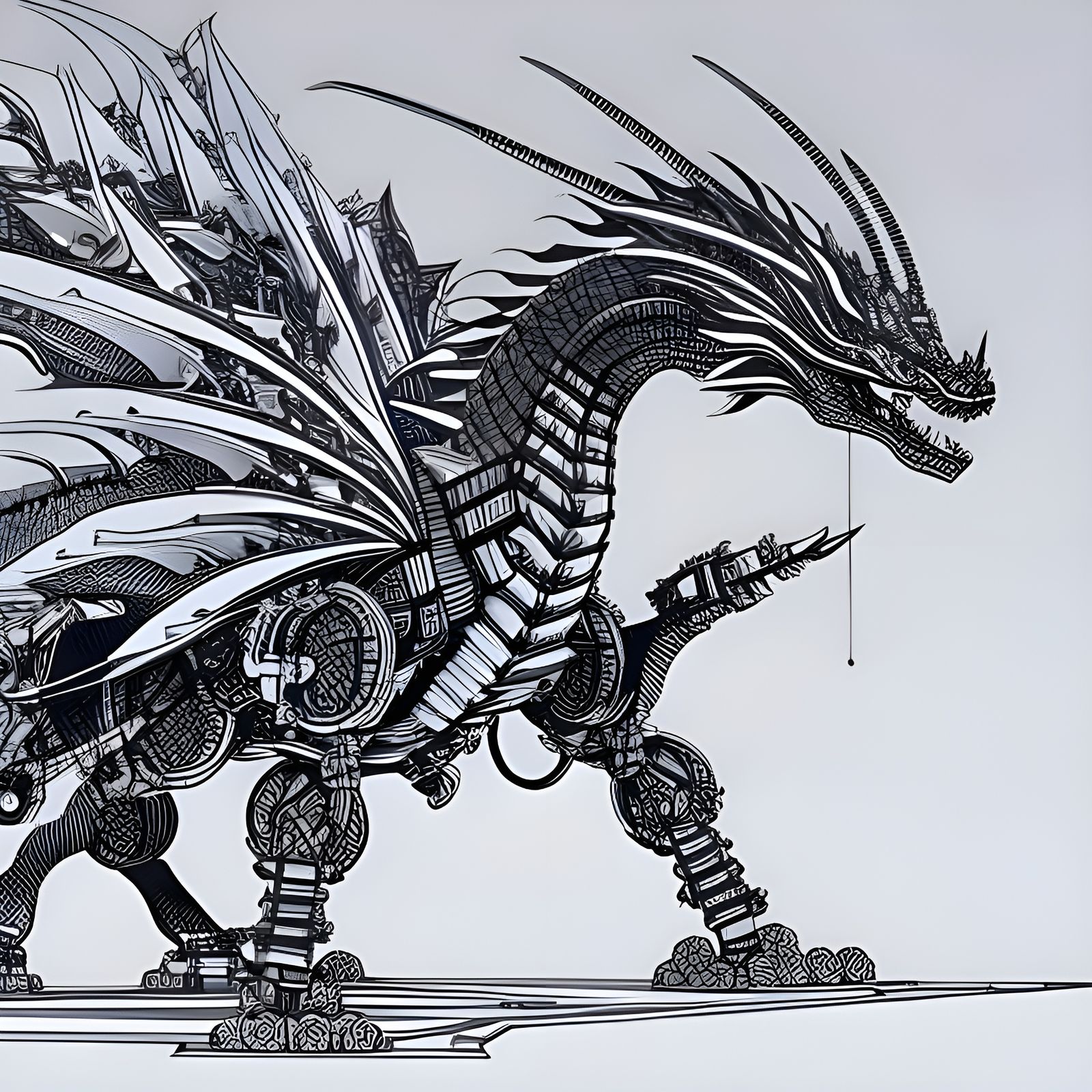 Steampunk Japanese Dragon Exploded Schematic