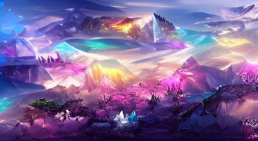 Iridescent Crystal Landscape Fantasy Concept Art