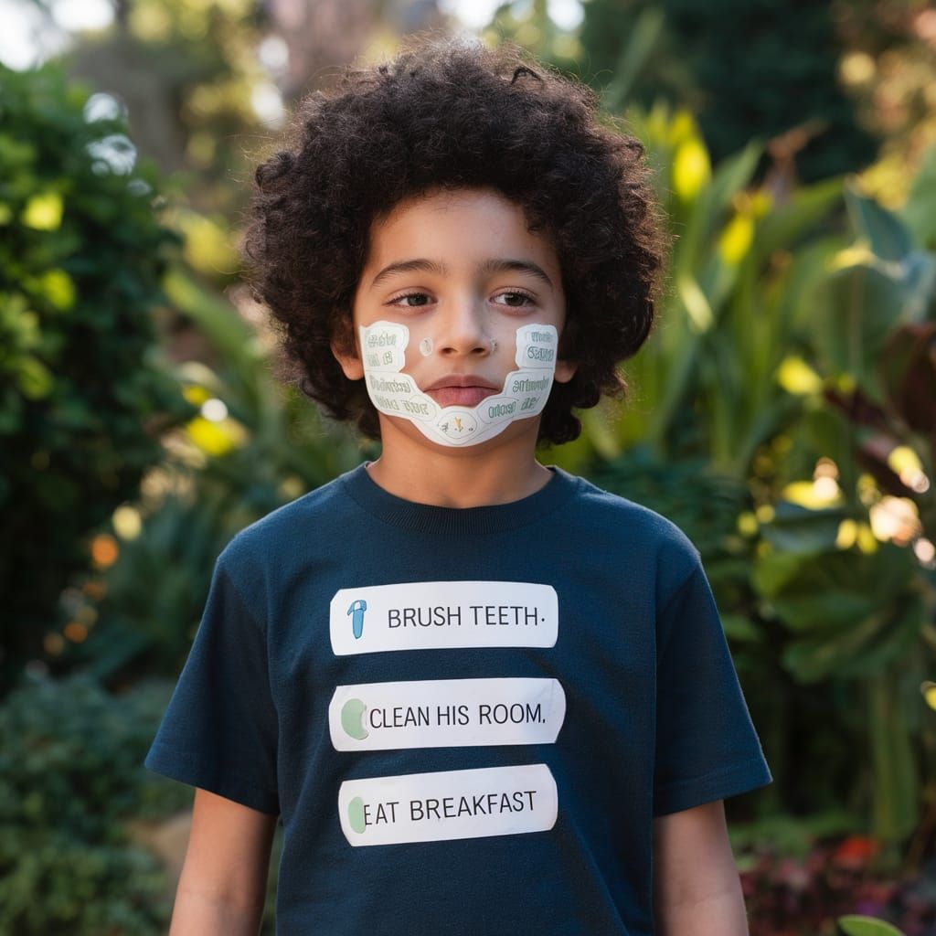 Child Covered in Reminder Stickers