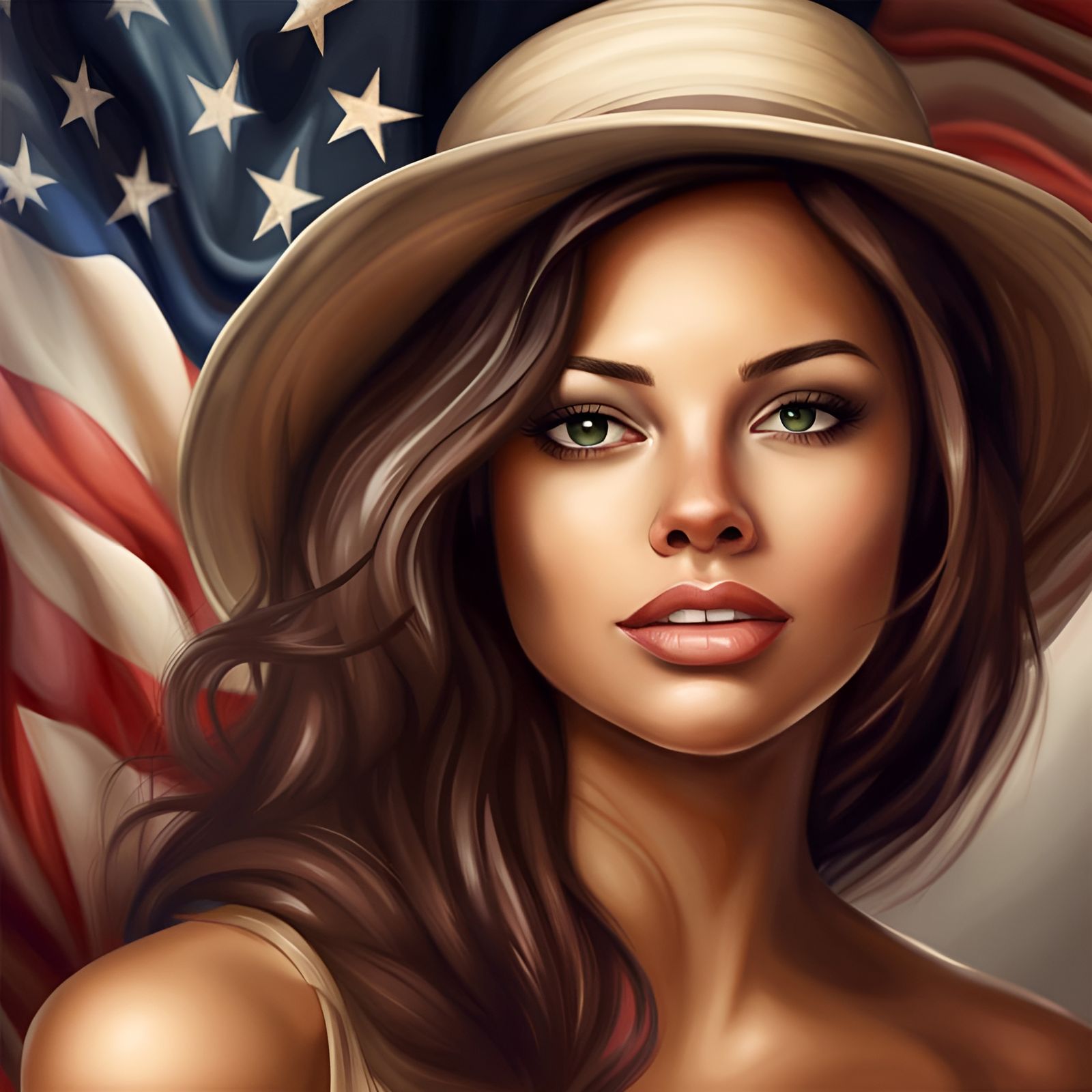Realistic Portrait of a Beautiful American Woman