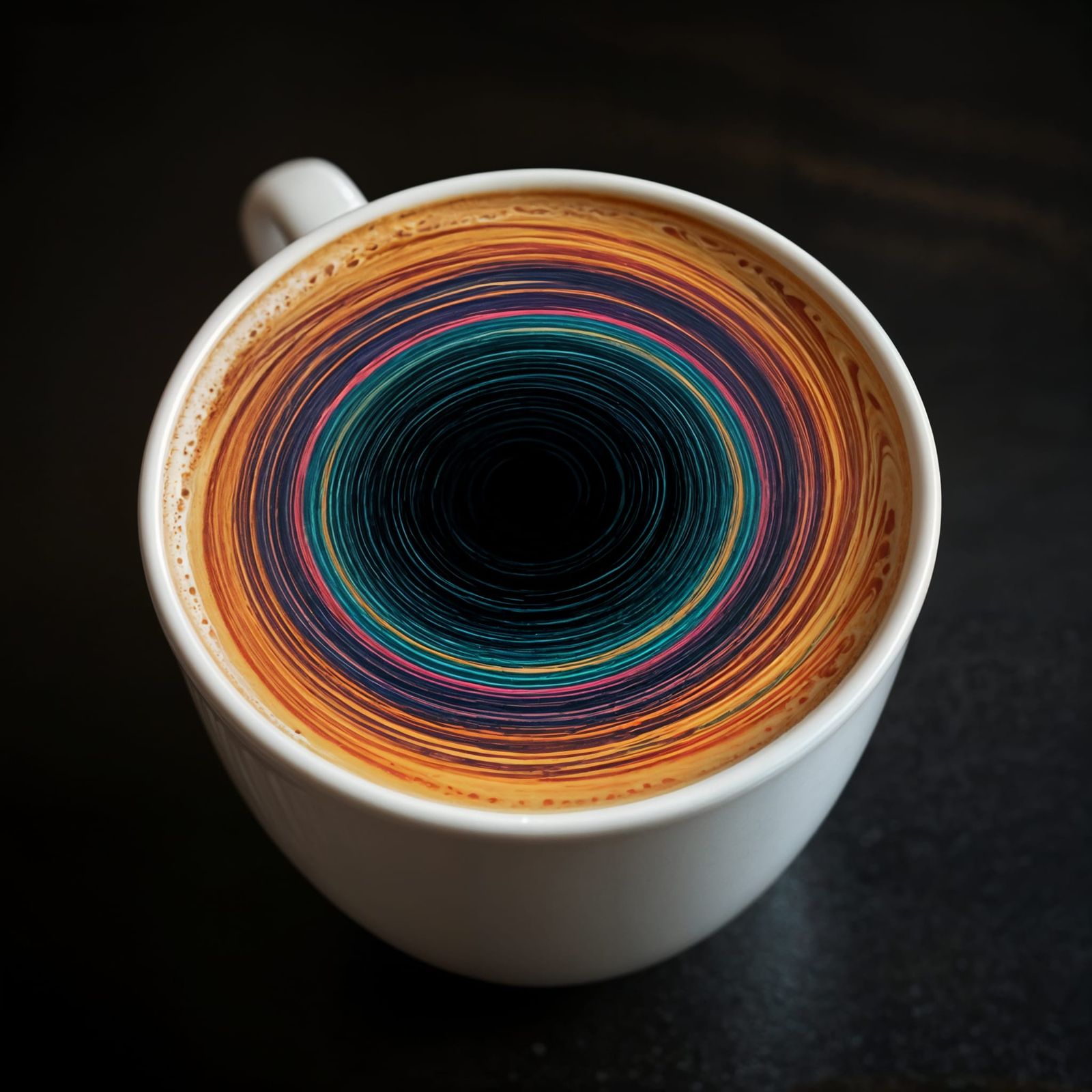 Swirling Cosmic Coffee Mug with Multicolored Black Hole Desi...