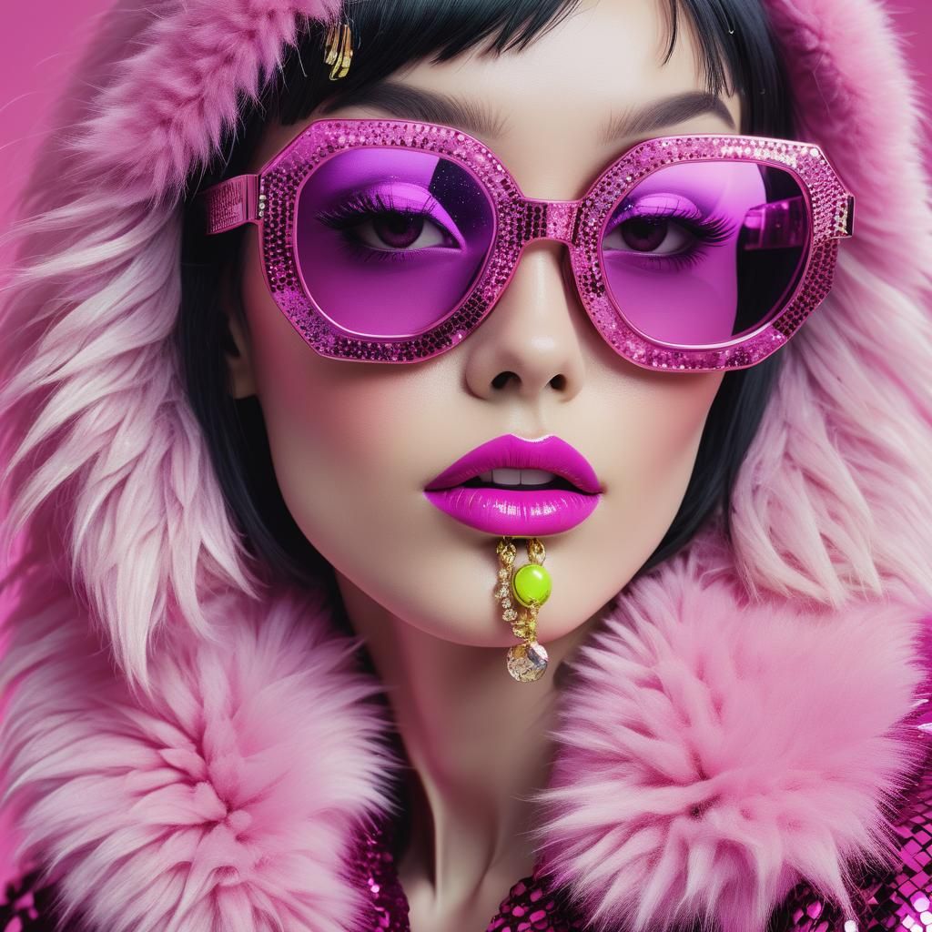 Futuristic Woman in Fuchsia: A Retro-Futuristic Portrait