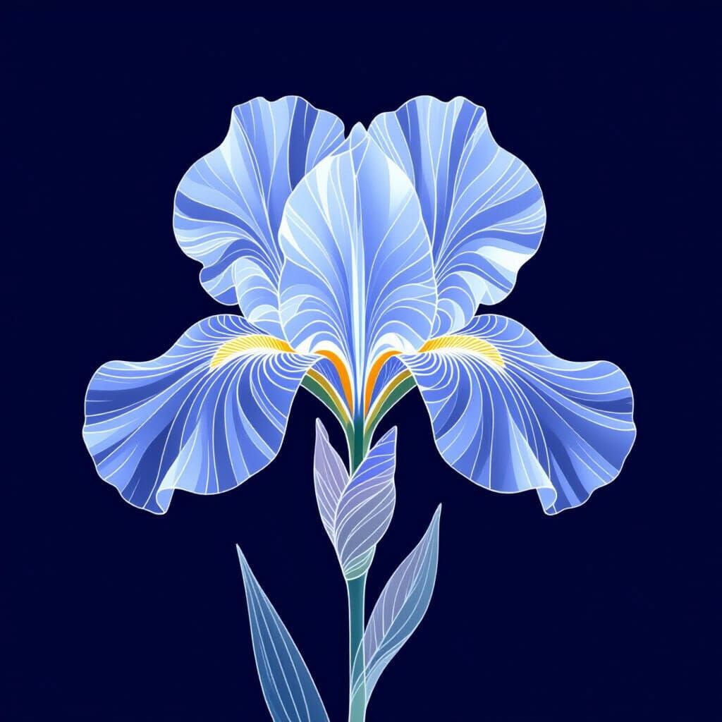 Elegant Iris Line Drawing with Subtle Glow