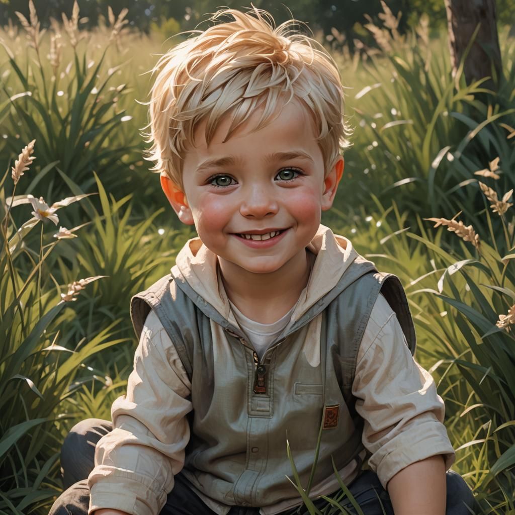 Smiling Boy Portrait in Hyperdetailed Lighting