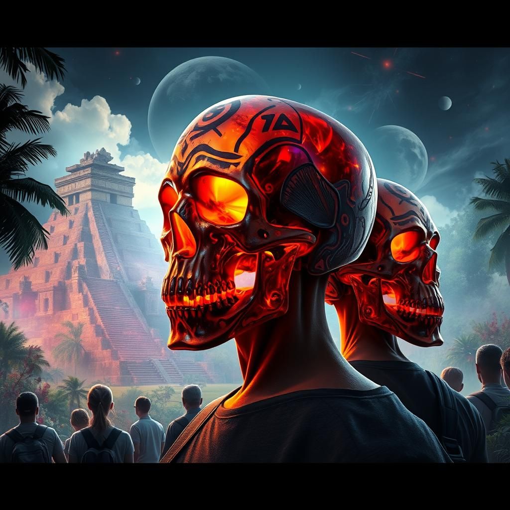 Tourists Admire Crystal Skulls in Aztec Ruins