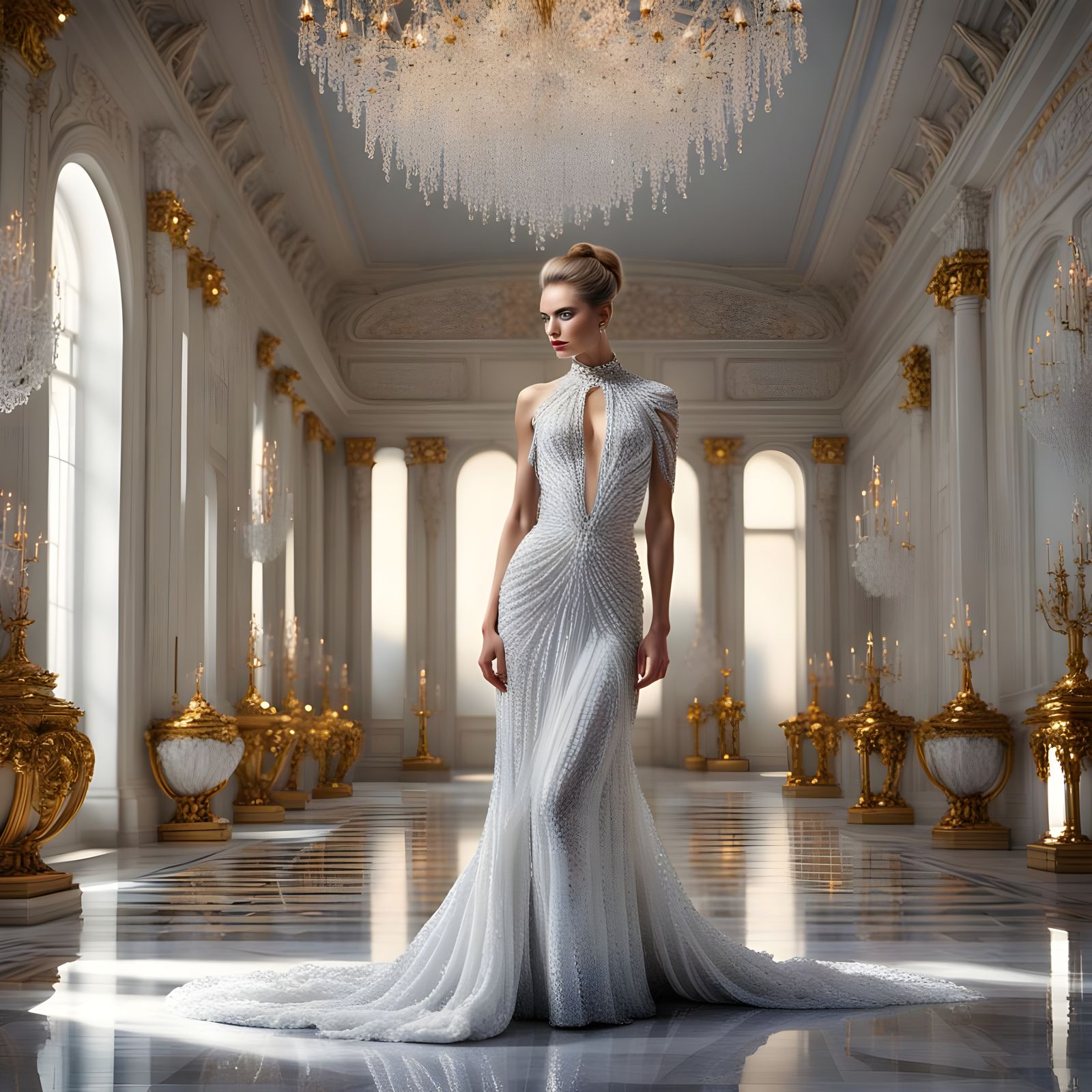 Gorgeous Woman in Swarovski Crystals, Hyperrealistic Portrai...