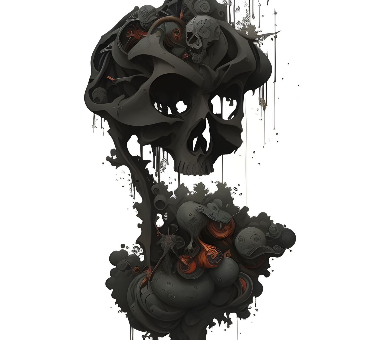 Skull Exploding in Oil Paint, Junji Ito Style