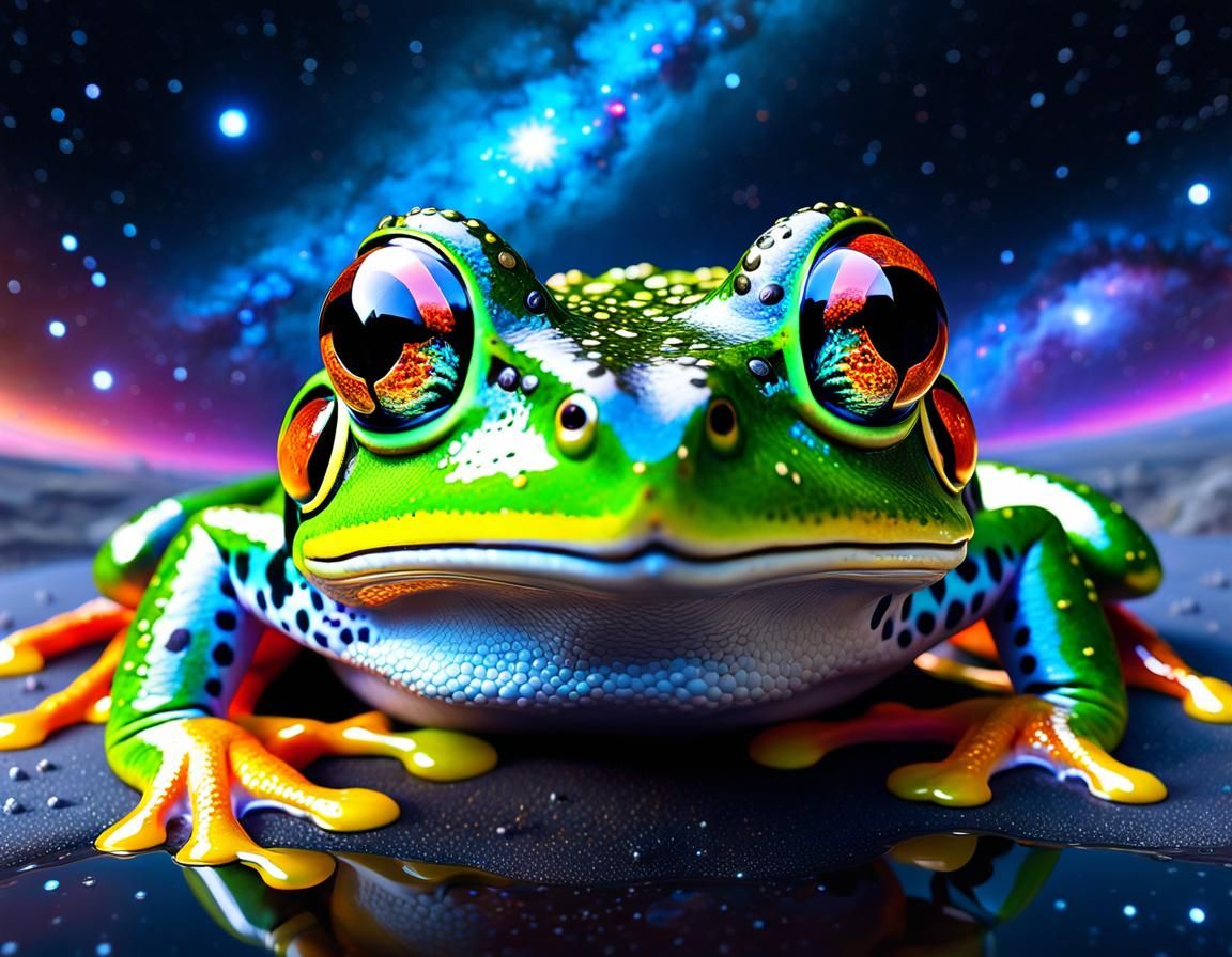 Frog Eyes Reflecting Multicolored Cosmic Collision