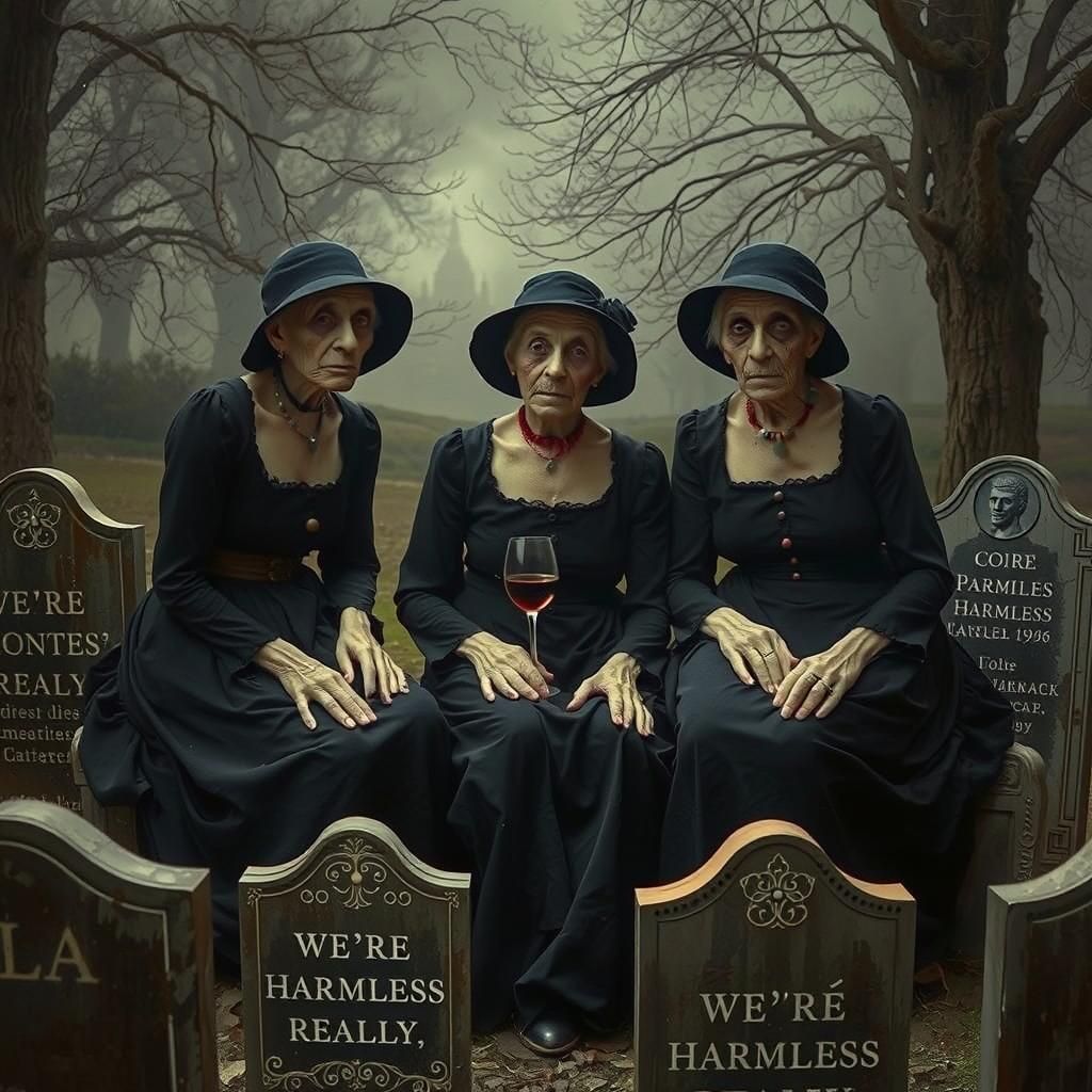 Goya-esque Surrealism: Women on Gravestones