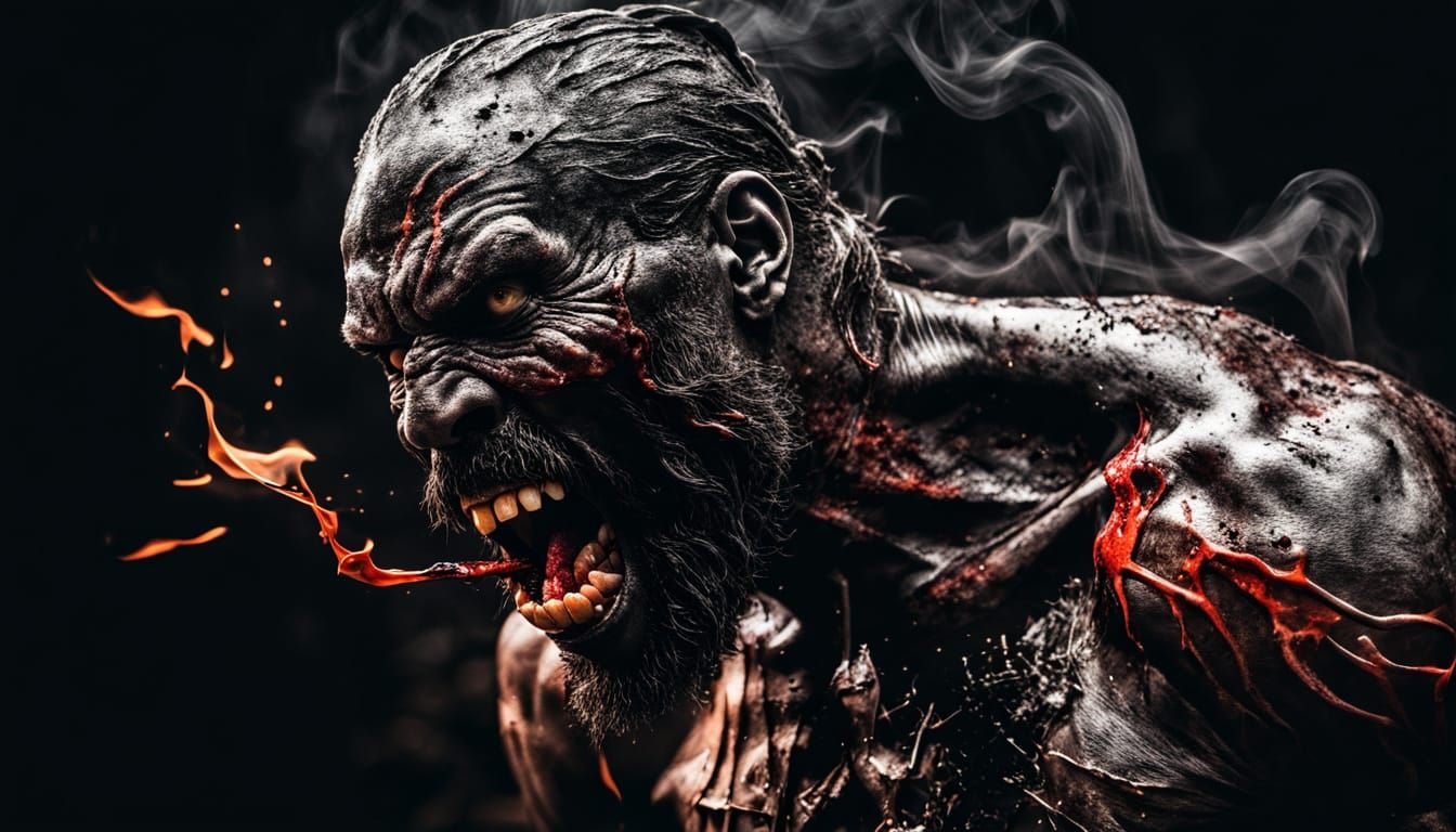 Suffering in Flaming Despair as a Broken, Tortured Figure