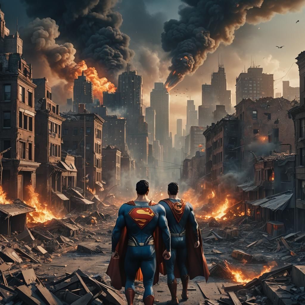 Superman Hunts Humans in Dystopian Cityscape