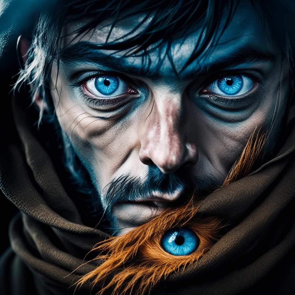 Mystical Entity with Piercing Gaze in Cinematic Portrait