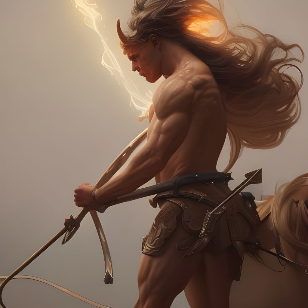 Sagittarius Centaur Archer Portrait in Art Nouveau Style