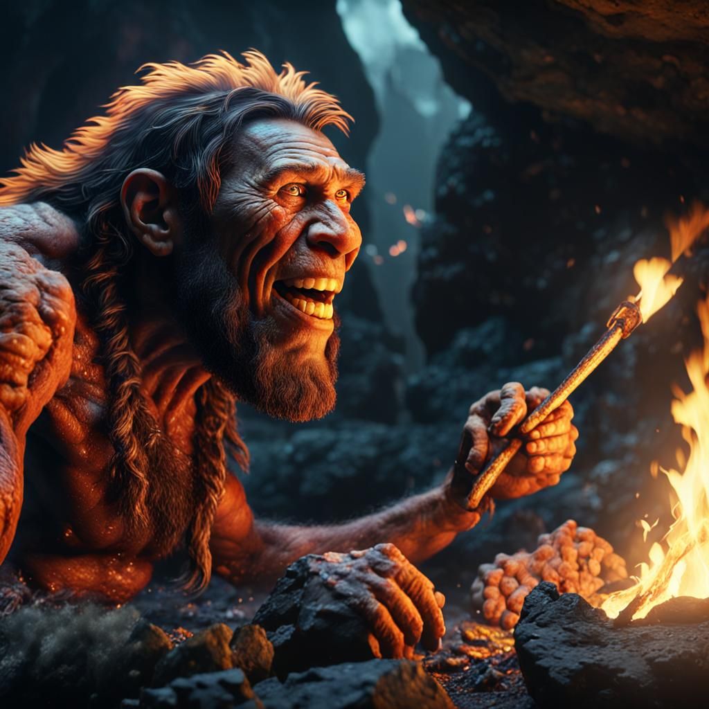 Neanderthals discovering fire