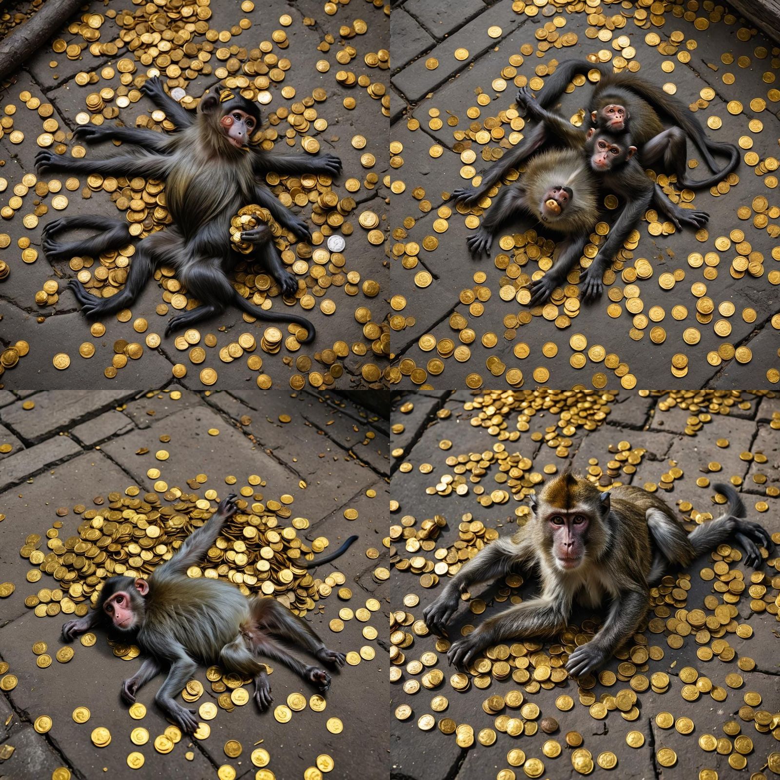Dead Monkey with Gold Coins in Country House