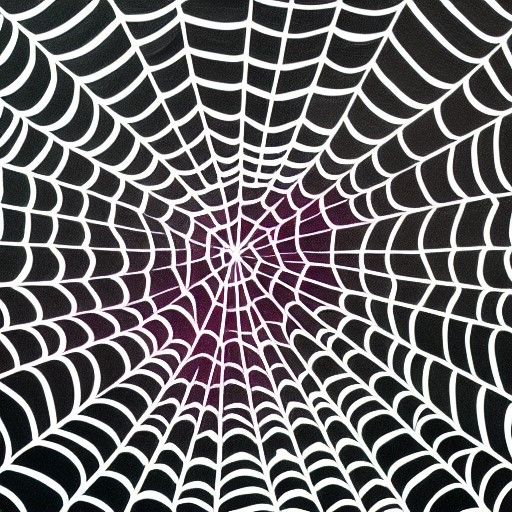 Detailed Gouache Painting of a Spider Web