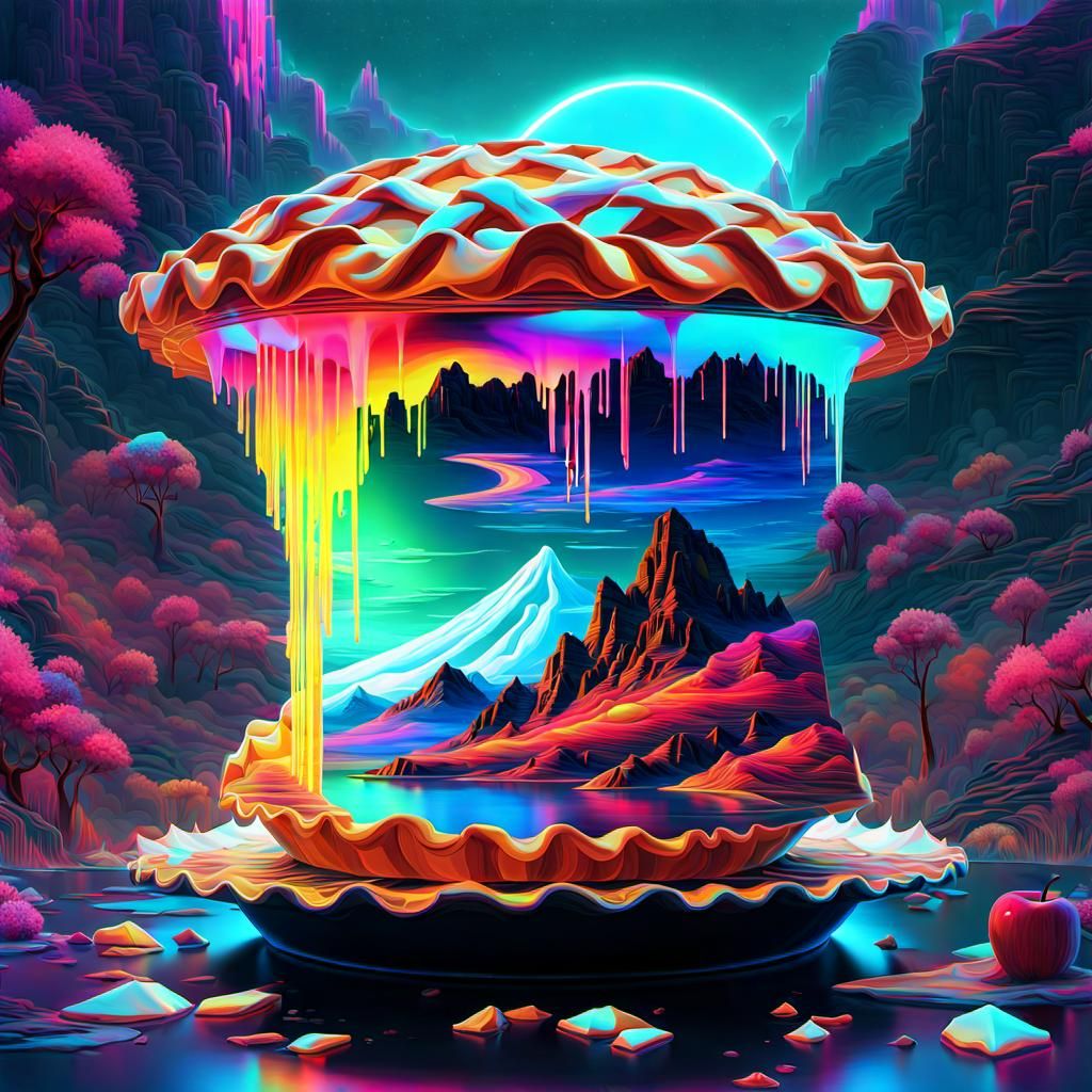 Vaporwave Apple Pie in Digital Art Style