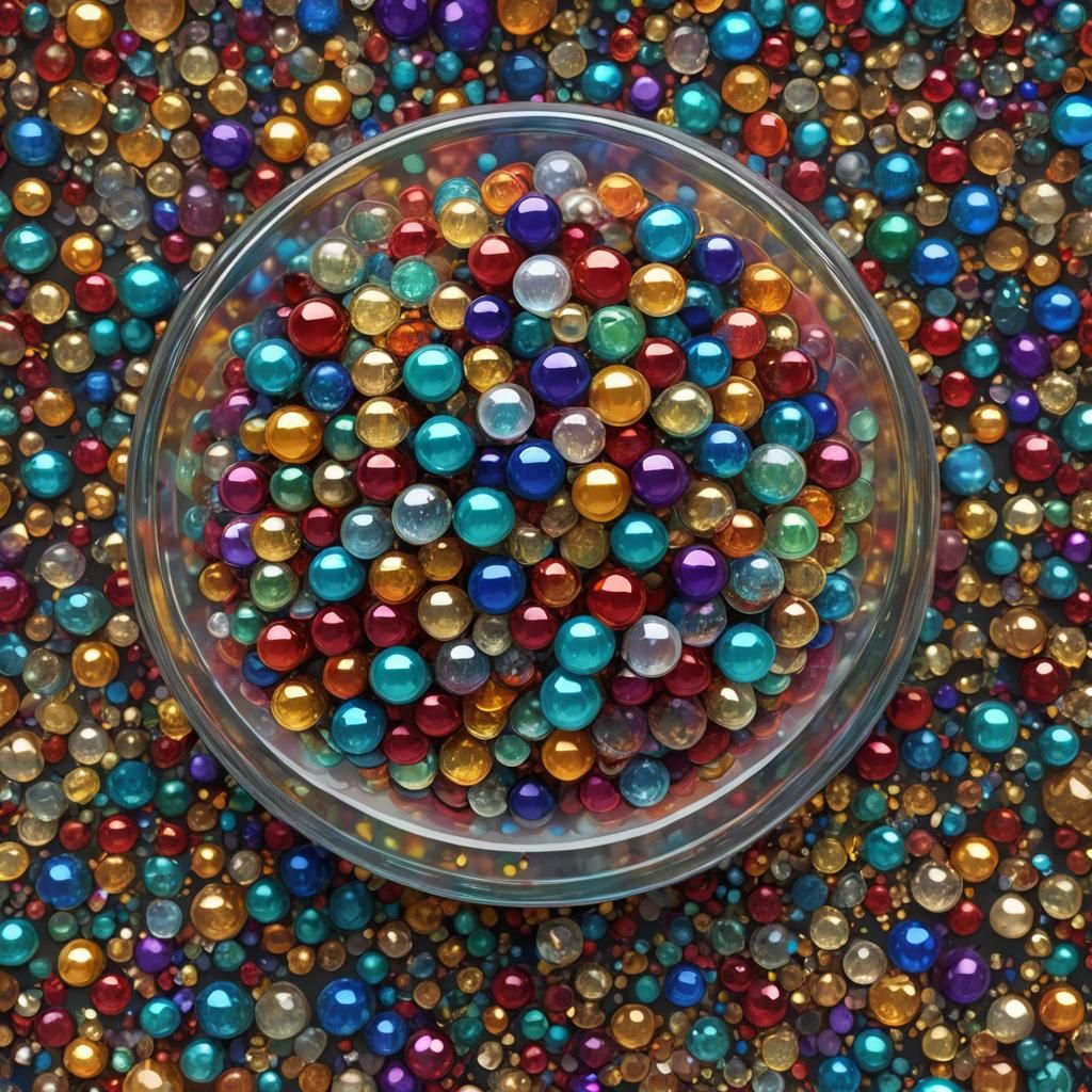 Colorful Crystal Balls in Glass Bowl