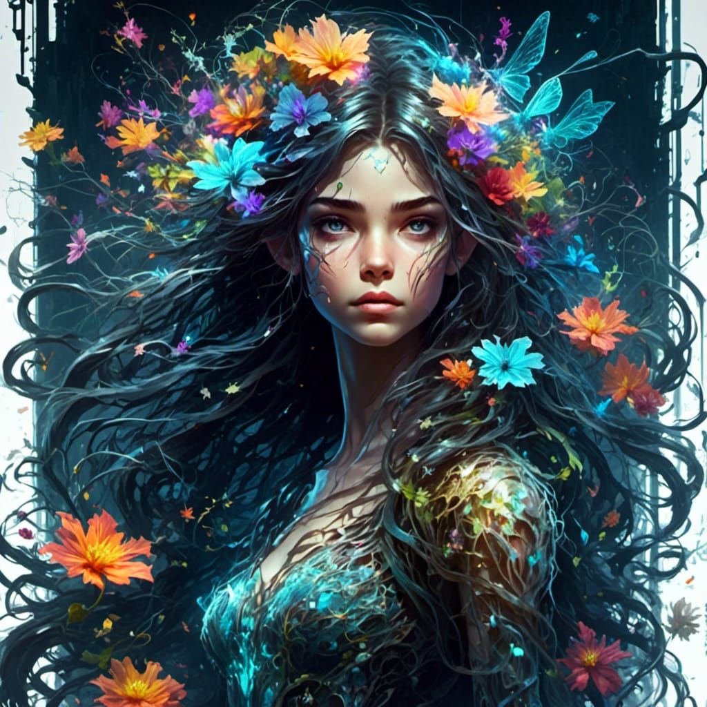 Chibified Fairy in Bioluminescent Forest, Ethereal Art