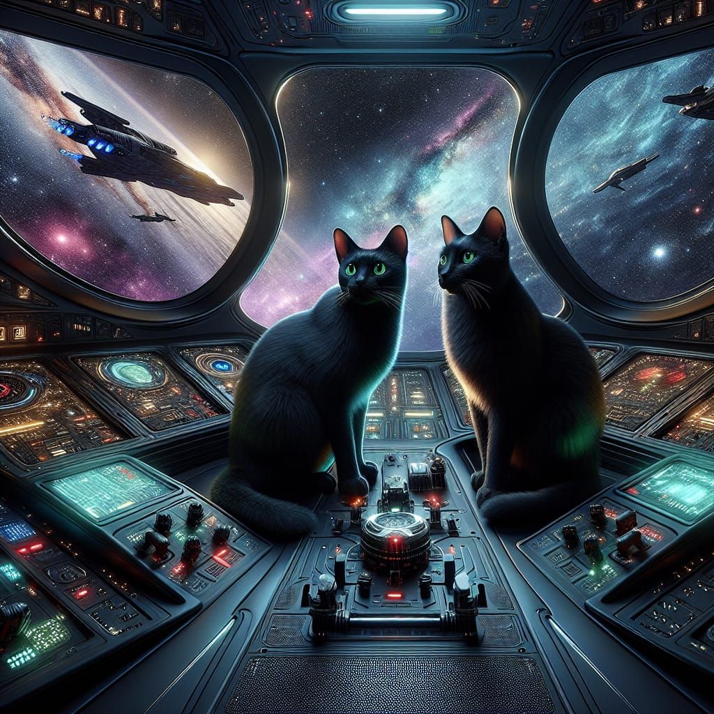 Cats Navigate Hyperspace in Advanced Spacecraft