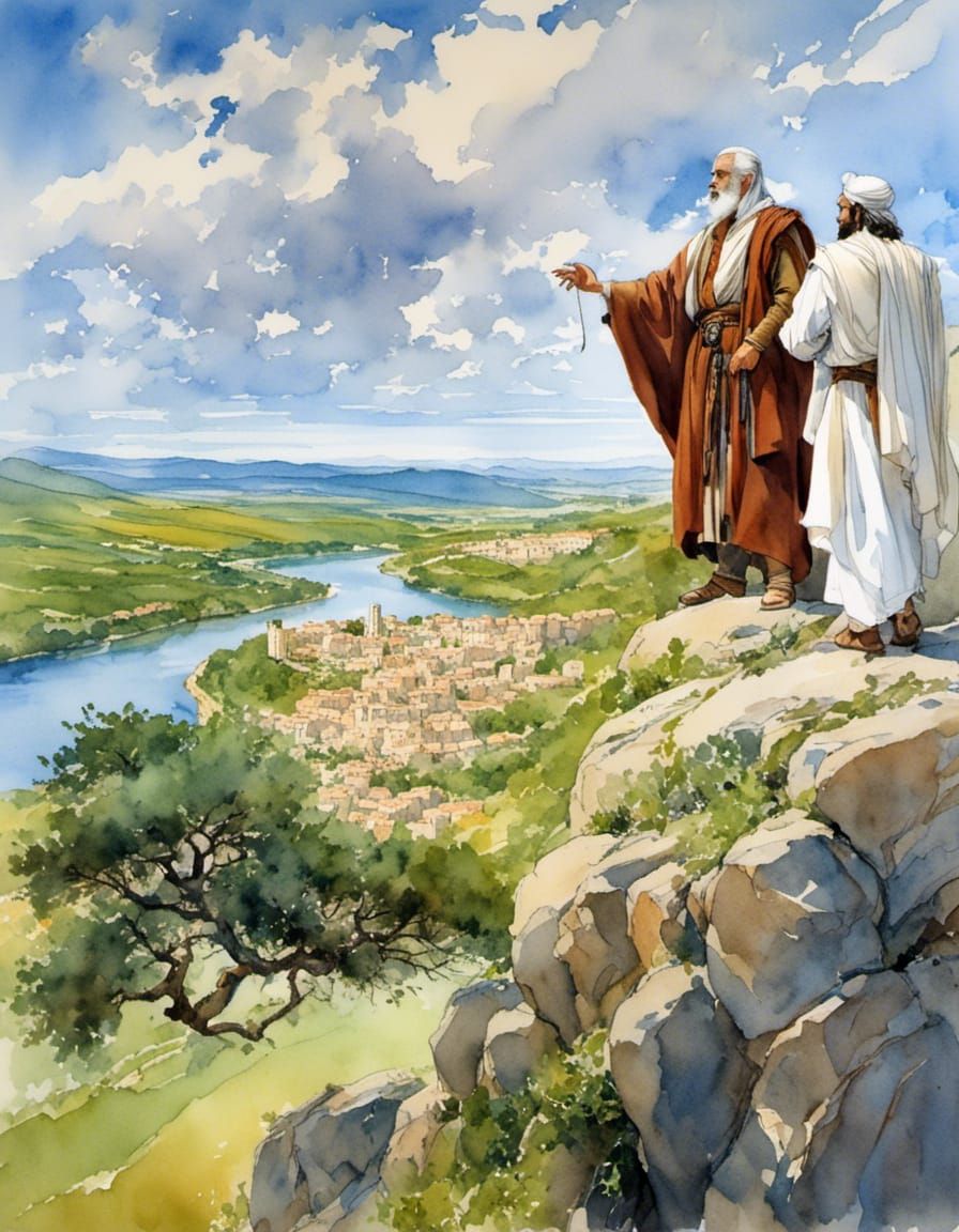 Biblical Scene: Abraham and Lot Overlook Promised Land