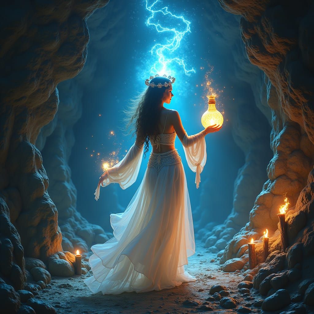 Genie Warlock Emerges from Mystical Bottle