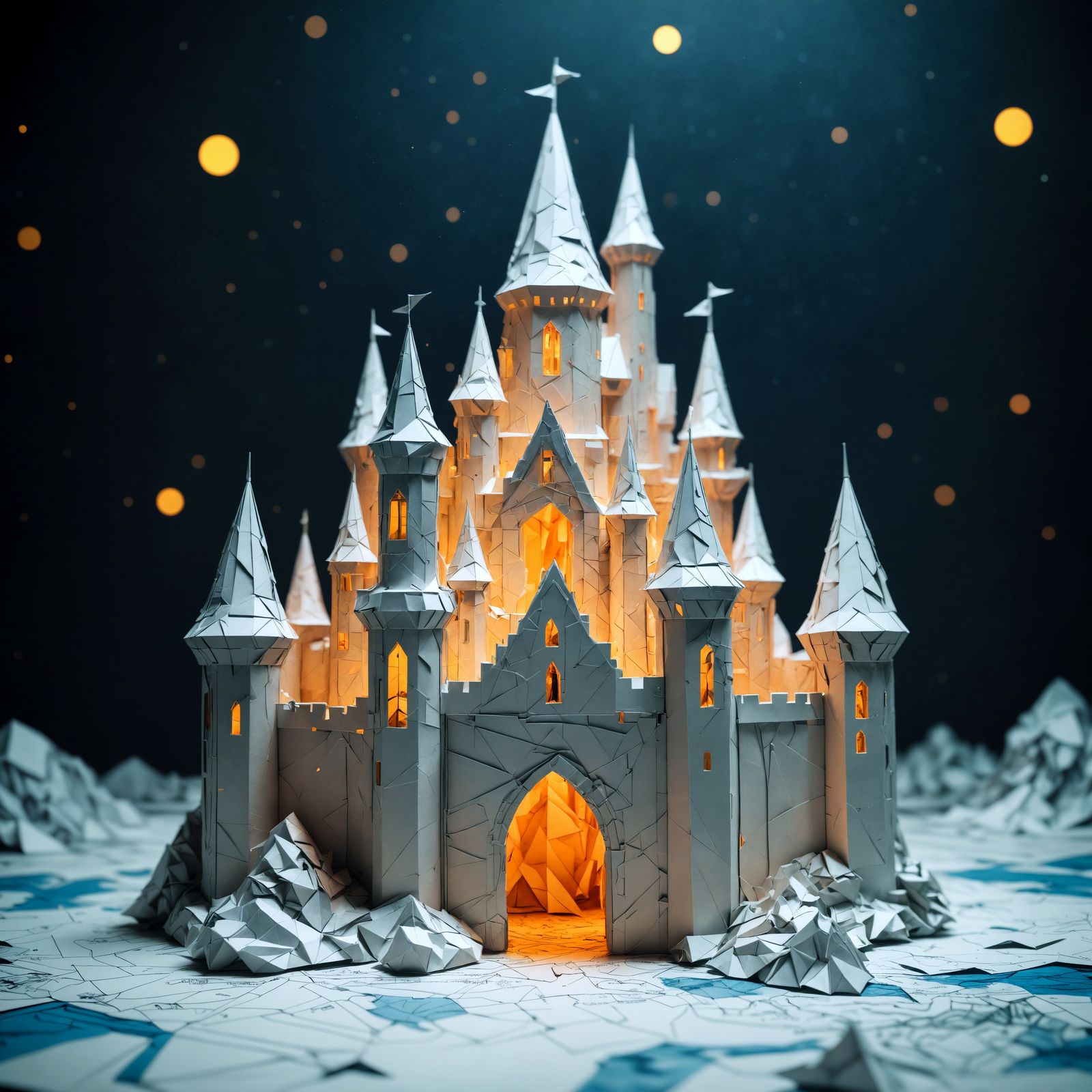 Origami Castle: A Surreal Double Exposure Collage