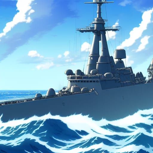 Anime Warship in Ghibli Style
