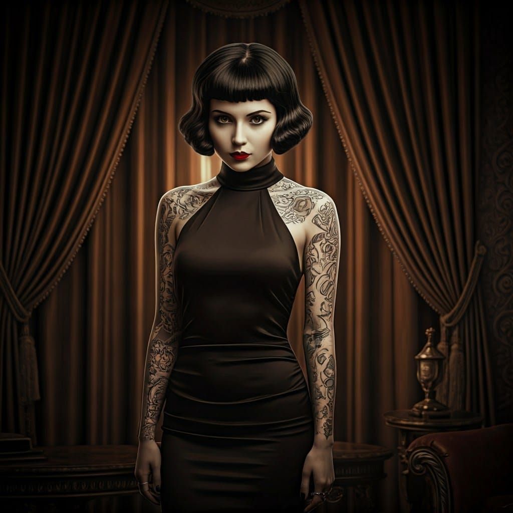 Betty Boop Tattooed Femme Fatale in Black and White