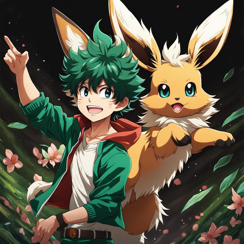 Izuku Midoriya as Humanoid Eevee, Anime Style