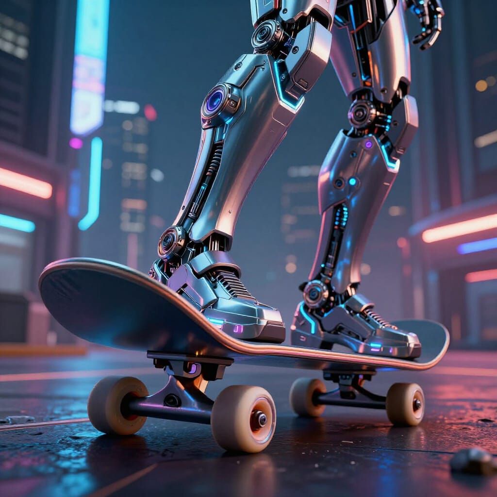 Cyberpunk Skateboard in Futuristic Cityscape
