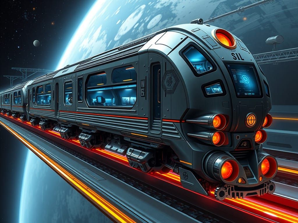 Futuristic Modular Train for Intergalactic Travel in Cyberpu...