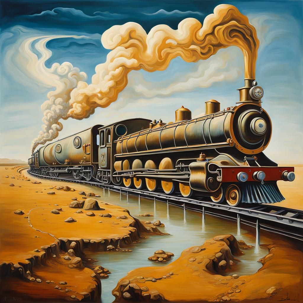 Surreal Steam Train Journey Through Cake World