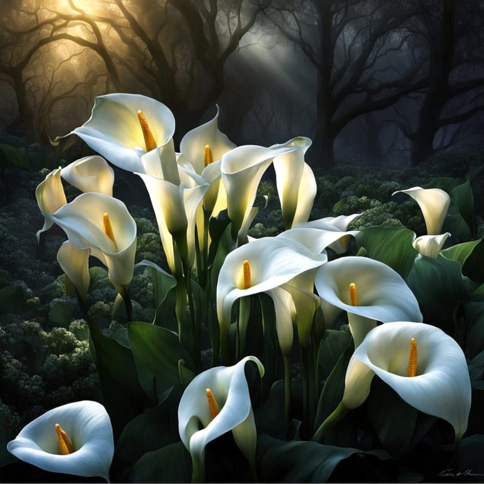 Moonlit Calla Garden