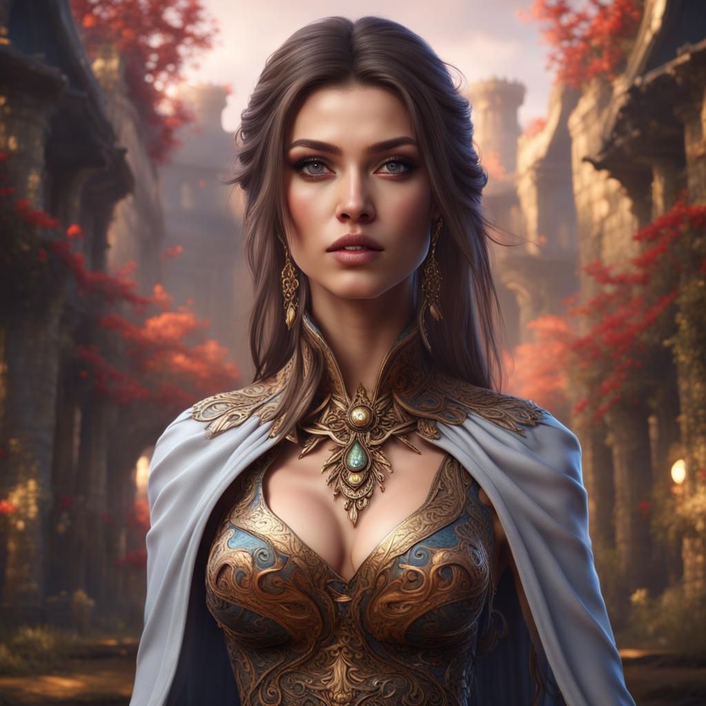 Beautiful Woman Portrait in Detailed Digital Painting