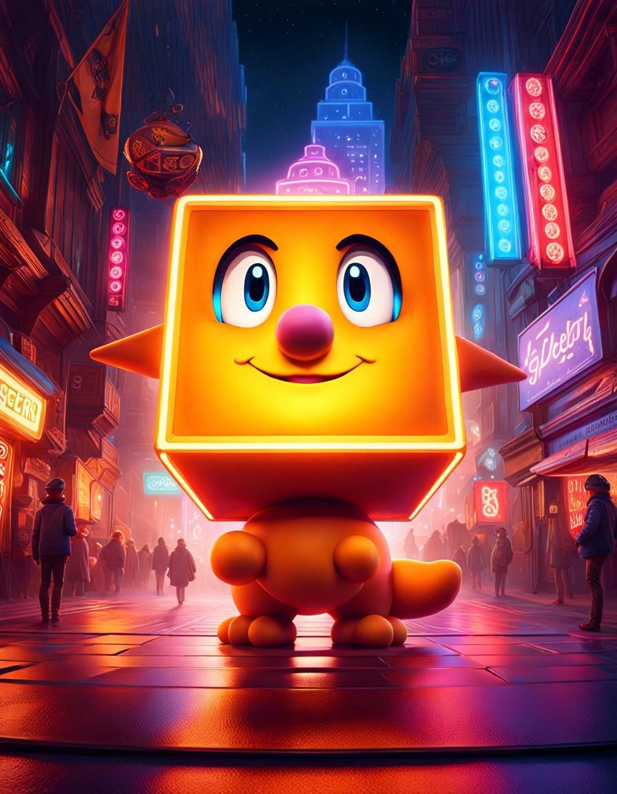 Squarehead arcade creature