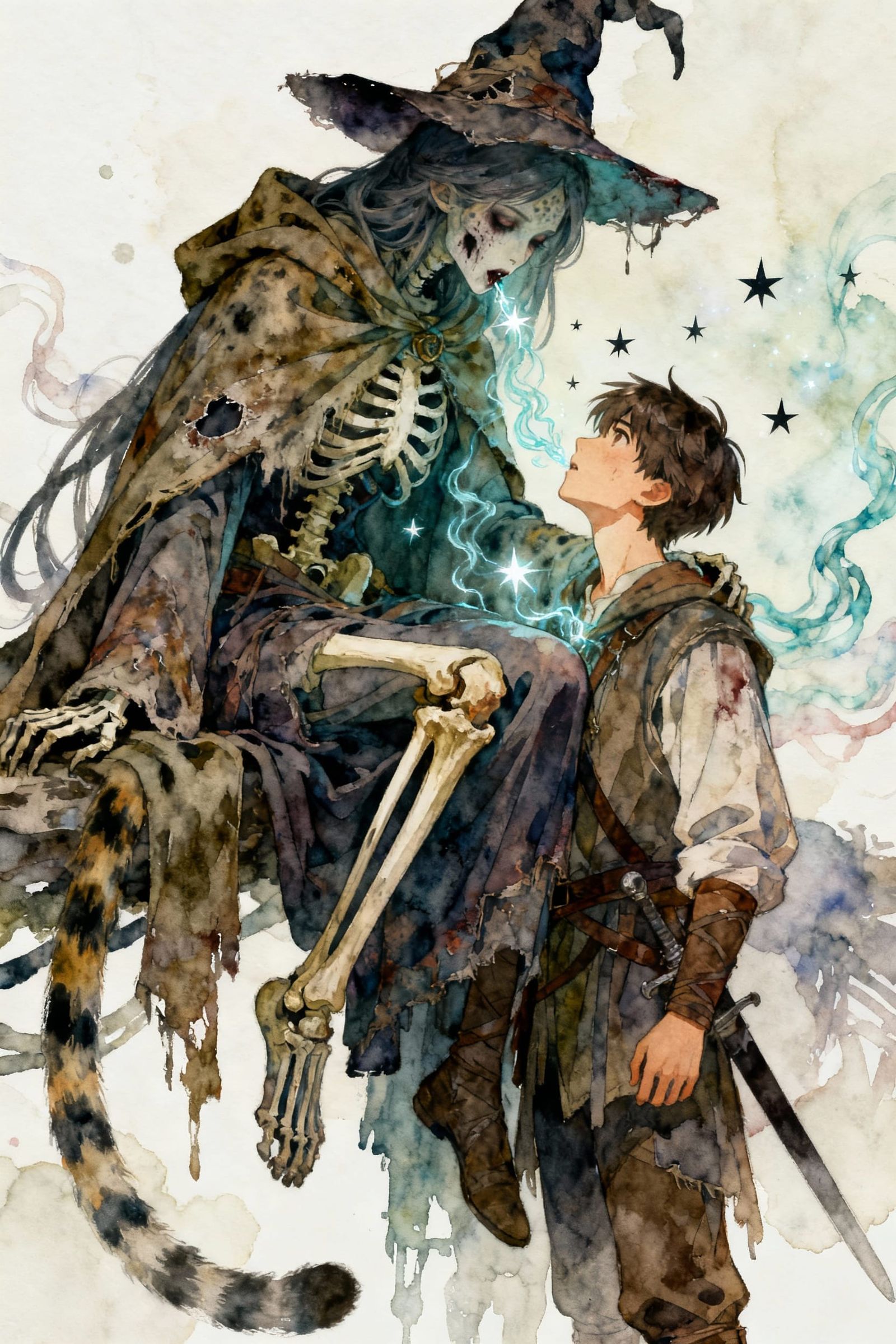 Fantasy Anime Manga Cover Art: Zombie Goddess and Man