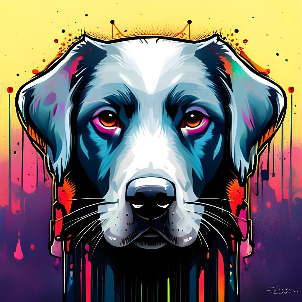 Labrador Portrait in Graffiti Splash Art Style