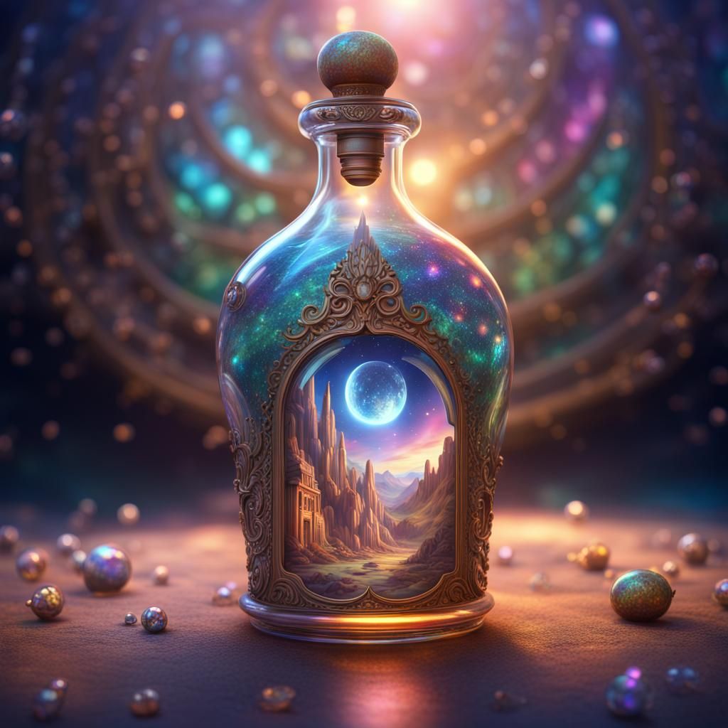 The Universe Inside: Ornate Bottle, Digital Art