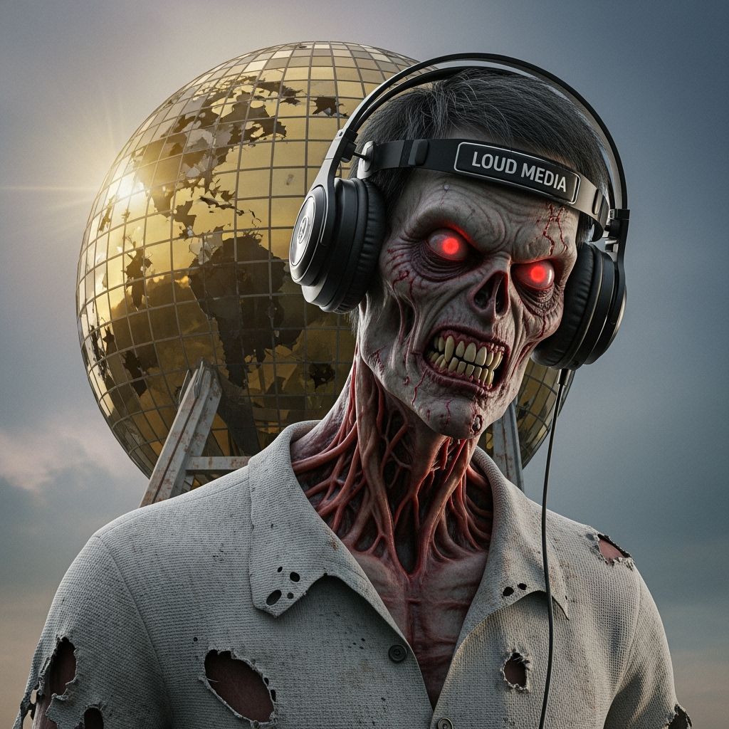 Freakish Zombie DJ with Glowing Eyes